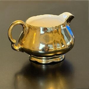 Vintage Ellgreave Burslem Creamer 1940s Made In England Gold Gilt Porcelain